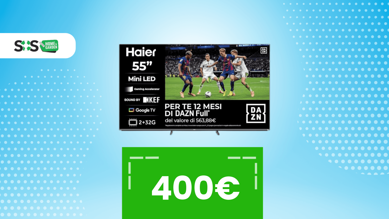 Immagine di Meno di 400€ per questa TV: in più hai DAZN Full per i Mondiali 2026