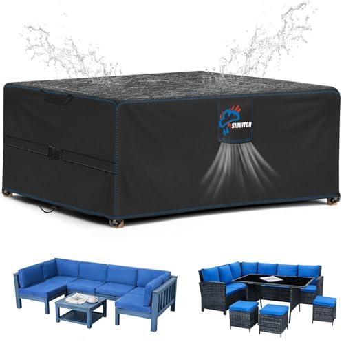 SIRUITON Copertura per mobili da giardino,185x122x74 cm,con aperture di ventilazione,impermeabile,antivento,resistente ai raggi UV,antistrappo,420D Oxford,copertura per