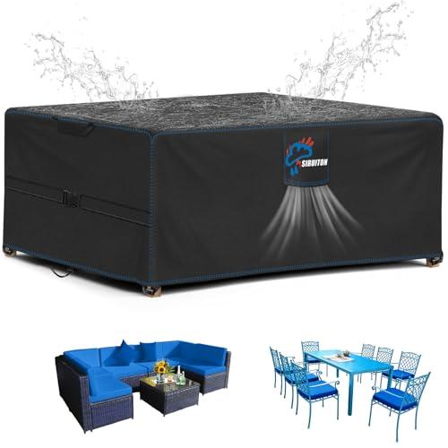SIRUITON Copertura per mobili da giardino,185x122x74 cm,con aperture di ventilazione,impermeabile,antivento,resistente ai raggi UV,antistrappo,420D Oxford,copertura per