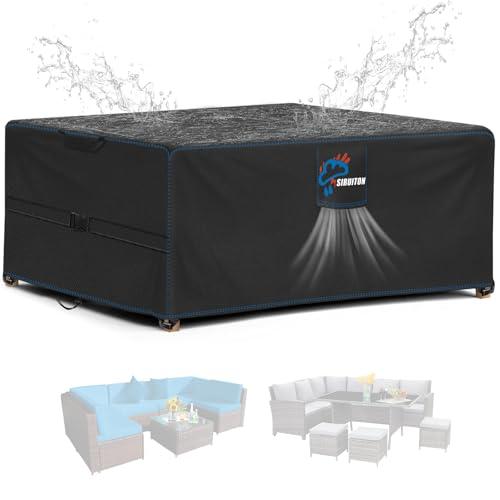 SIRUITON Copertura per mobili da giardino,185x122x74 cm,con aperture di ventilazione,impermeabile,antivento,resistente ai raggi UV,antistrappo,420D Oxford,copertura per
