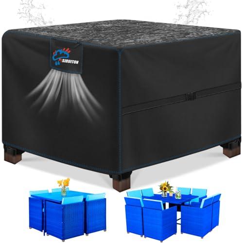 SIRUITON Copertura per mobili da giardino,185x122x74 cm,con aperture di ventilazione,impermeabile,antivento,resistente ai raggi UV,antistrappo,420D Oxford,copertura per
