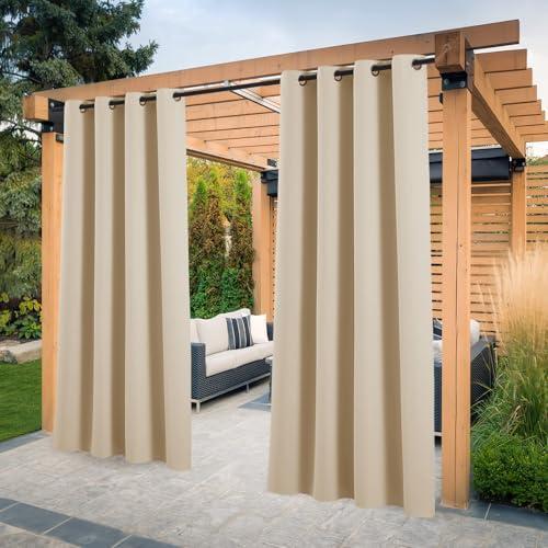 PONY DANCE Tende per Esterno Outdoor Curtains con Anelli Tende Oscuranti Impermeabile per Esterni