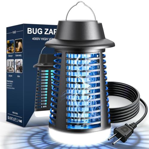 Lampada Antizanzare, Tecnologia a Scarica Elettrica 4250V AntiZanzare con Tenuta IPX4, Protezione con Luce UV 20W e Illuminazione a LED, Azione Repellente Zanzare per Interni/Esterni