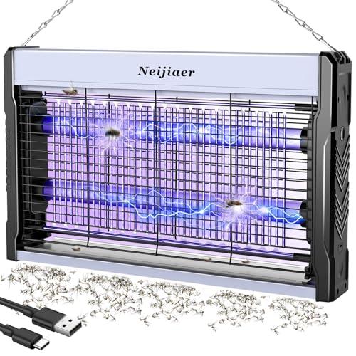 Neijiaer USB Lampada Antizanzare 4000V Zanzariera Elettrica, 2 X UV LED Lampada Zanzare | Protezione al Tatto |Sospensibile |con Vassoio| per Interno Esterno Grondaia