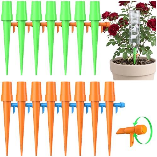Irrigazione automatica, irrigazione automatica per interni, balcone e piante d'appartamento, ideale per le vacanze e per risparmiare tempo (arancione corallo e toni di verde)