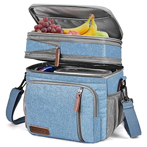 MIYCOO Borsa Termica Porta Pranzo, Borsa Frigo 15 Litri, Borsa Doppio Scomparto Pranzo Grande, Borsa Termica Per Alimenti Caldi E Freddi Da Viaggio per Uomo Donna Picnic/Barbecue/Campeggio/Viaggio